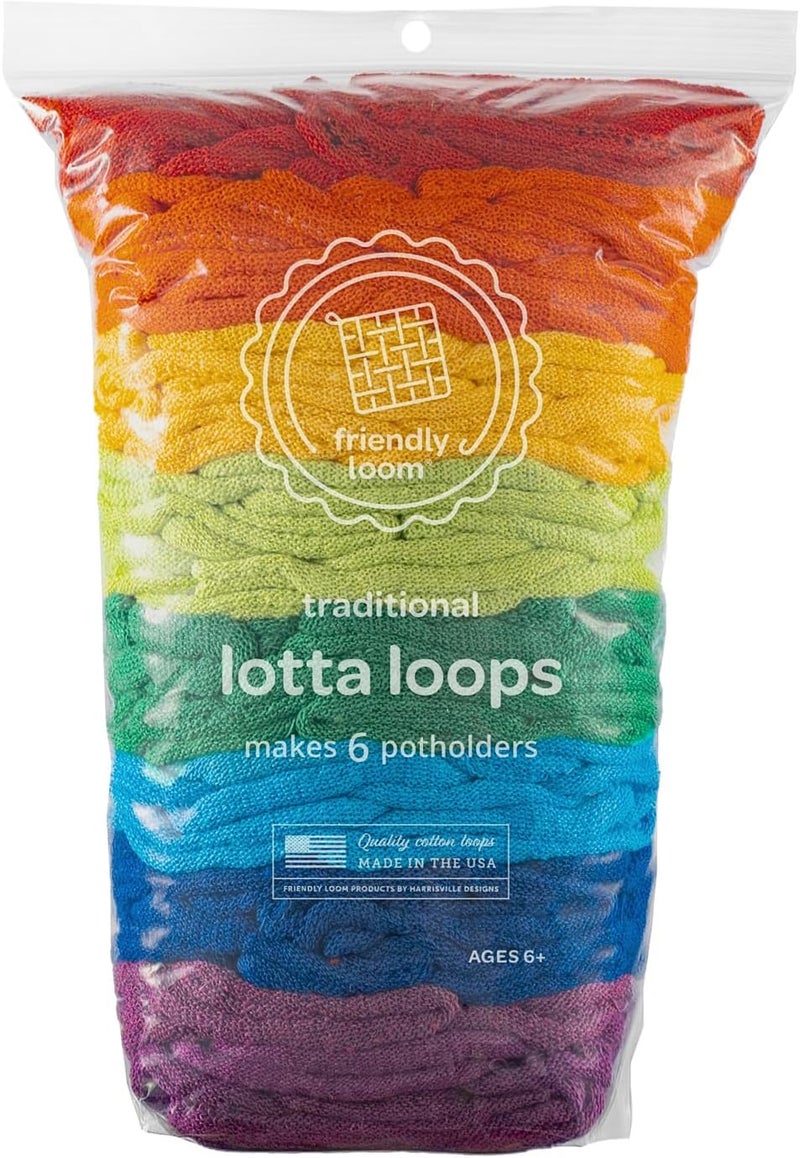 friendly loom Quality Cotton Weaving Loops in Rainbow Colors – 7” Traditional Size | Weave 6 Functional Potholders | Made in The USA - Image 1
